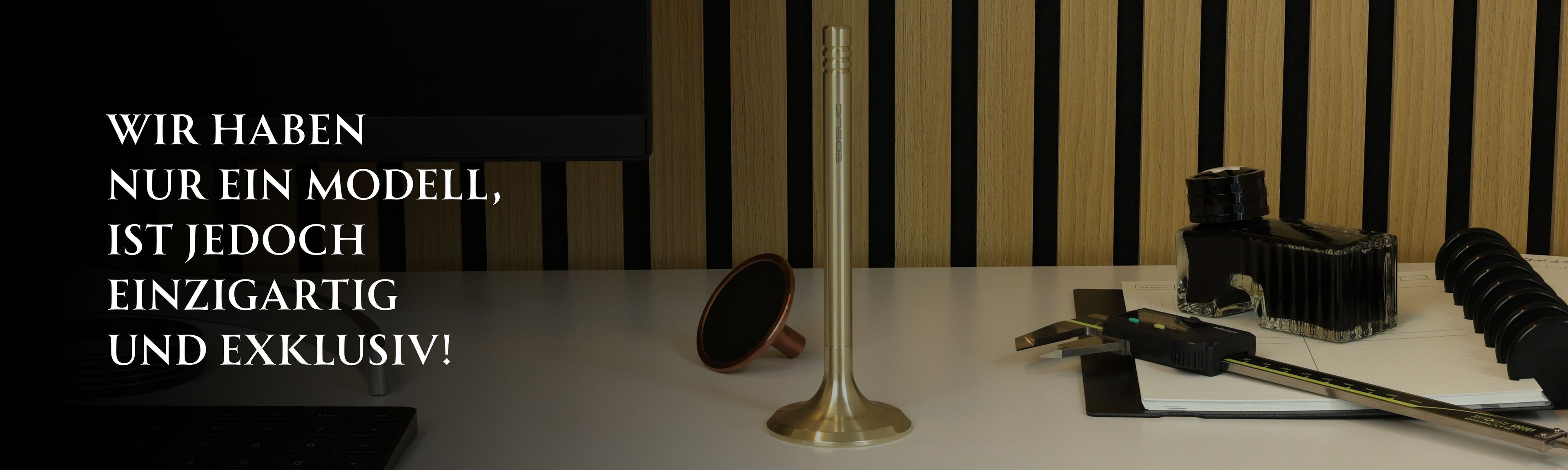 Exklusive Tintenroller in Ventilform, erhältlich in PVD-Kupfer, PVD-Hellgold und DLC-Anthrazit. Diese Schreibgeräte sind ideal für Technikliebhaber und Designenthusiasten.