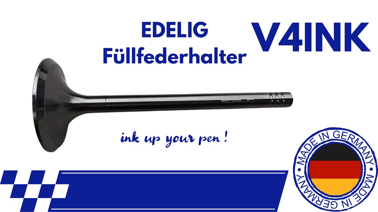 Video laden: Die Besonderheiten des EDELIG Füllfederhalters V4INK umfassen ein technisches Design sowie eine kompromisslose Ausführung, die dieses Schreibgerät einzigartig und unvergleichlich auf dem Markt macht. Der Füllfederhalter wird aus Chirurgenstahl gefertigt und verfügt über eine PVD-Beschichtung, wobei die Herstellung in Deutschland erfolgt. Zudem handelt es sich um eine eigenständige Entwicklung eines leidenschaftlichen Maschinenbauingenieurs.