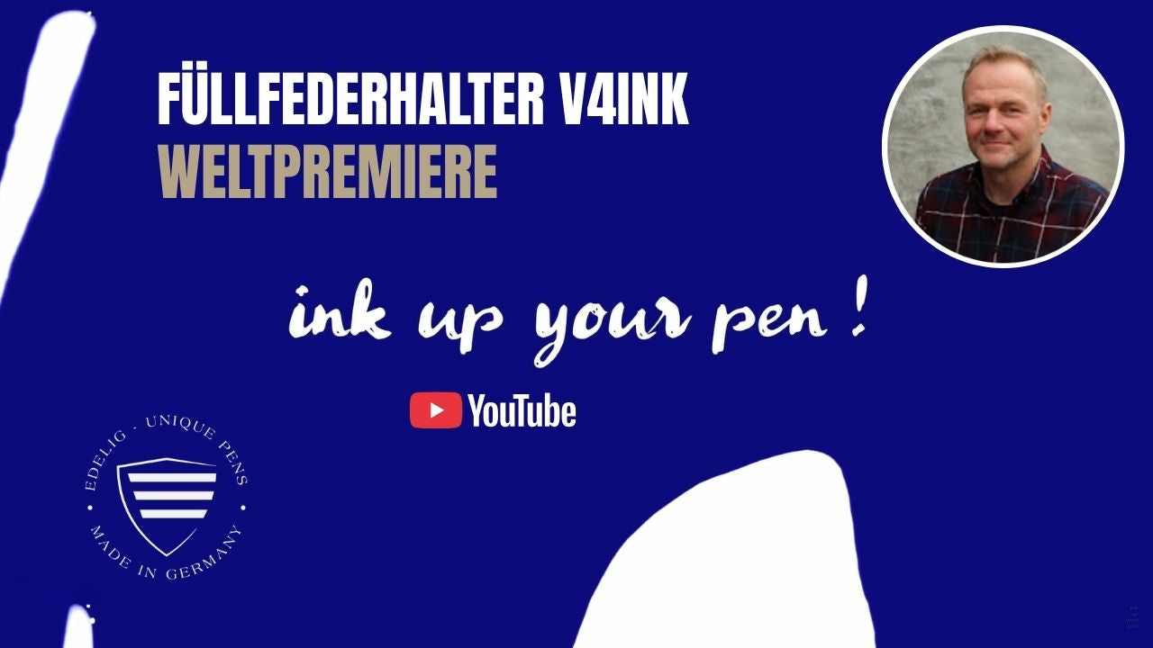 Video laden: Die Besonderheiten des EDELIG Füllfederhalters V4INK umfassen ein technisches Design sowie eine kompromisslose Ausführung, die dieses Schreibgerät einzigartig und unvergleichlich auf dem Markt macht. Der Füllfederhalter wird aus Chirurgenstahl gefertigt und verfügt über eine PVD-Beschichtung, wobei die Herstellung in Deutschland erfolgt. Zudem handelt es sich um eine eigenständige Entwicklung eines leidenschaftlichen Maschinenbauingenieurs.